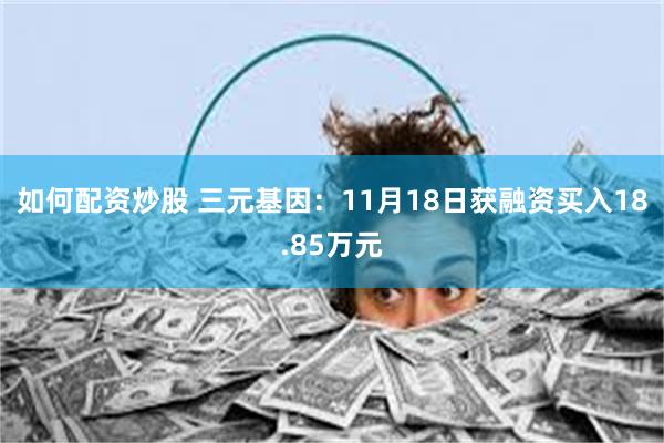 如何配资炒股 三元基因：11月18日获融资买入18.85万元